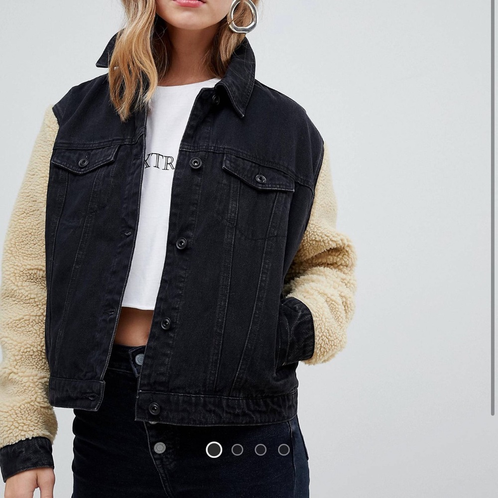 Teddy Sleeve Denim Jacket